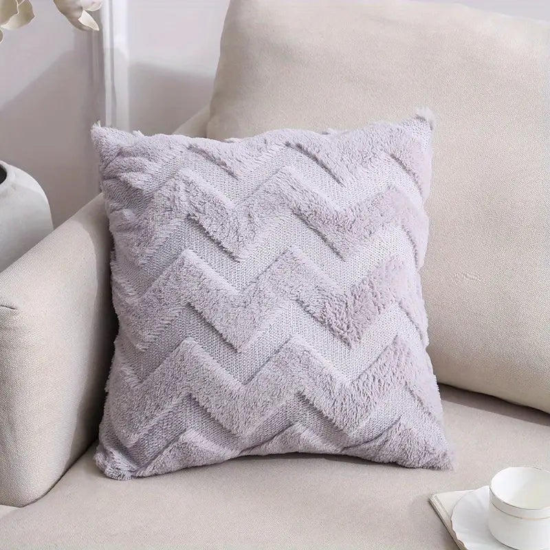 Plush Geometric Throw Pillow Cover for Home Decor