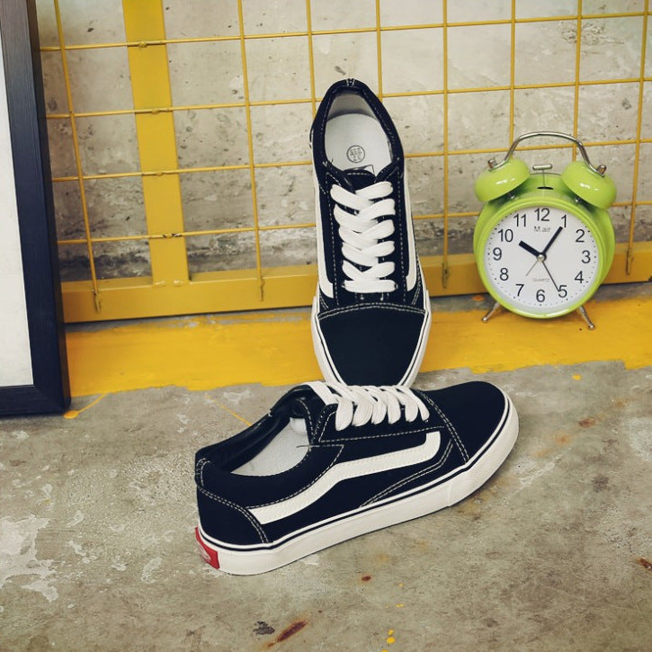 Classic Black and White Low-Top Canvas Sneakers