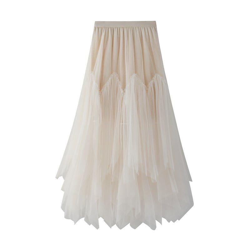 Mid-Length Women's A-Line Tulle Pleated Skirt