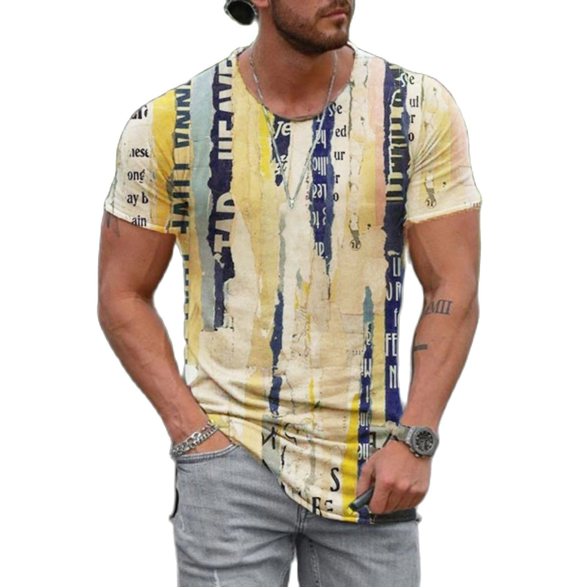 Men's Vintage Short Sleeve 3D Print Casual T-shirt
