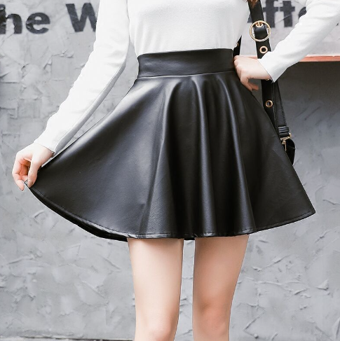 Women's Faux Leather A-Line Midi Skirt Plus Size