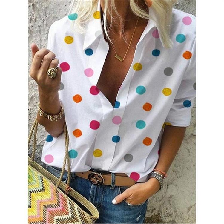 Summer Floral Breathable Polka Dot Short Sleeve Shirt