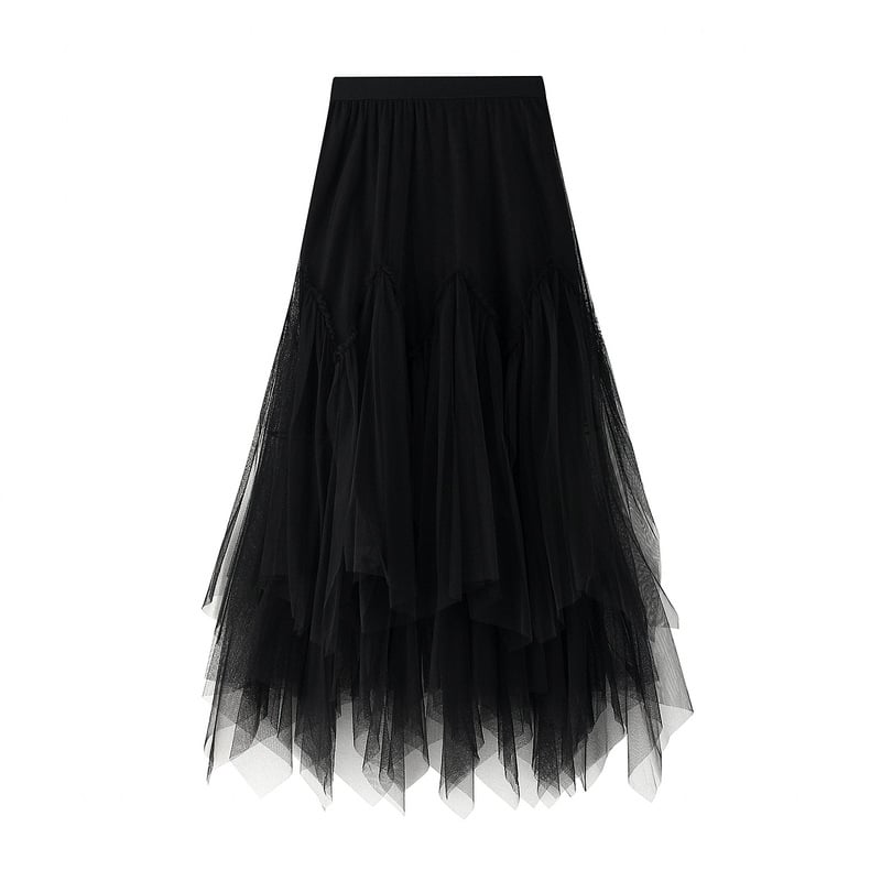 Mid-Length Women's A-Line Tulle Pleated Skirt