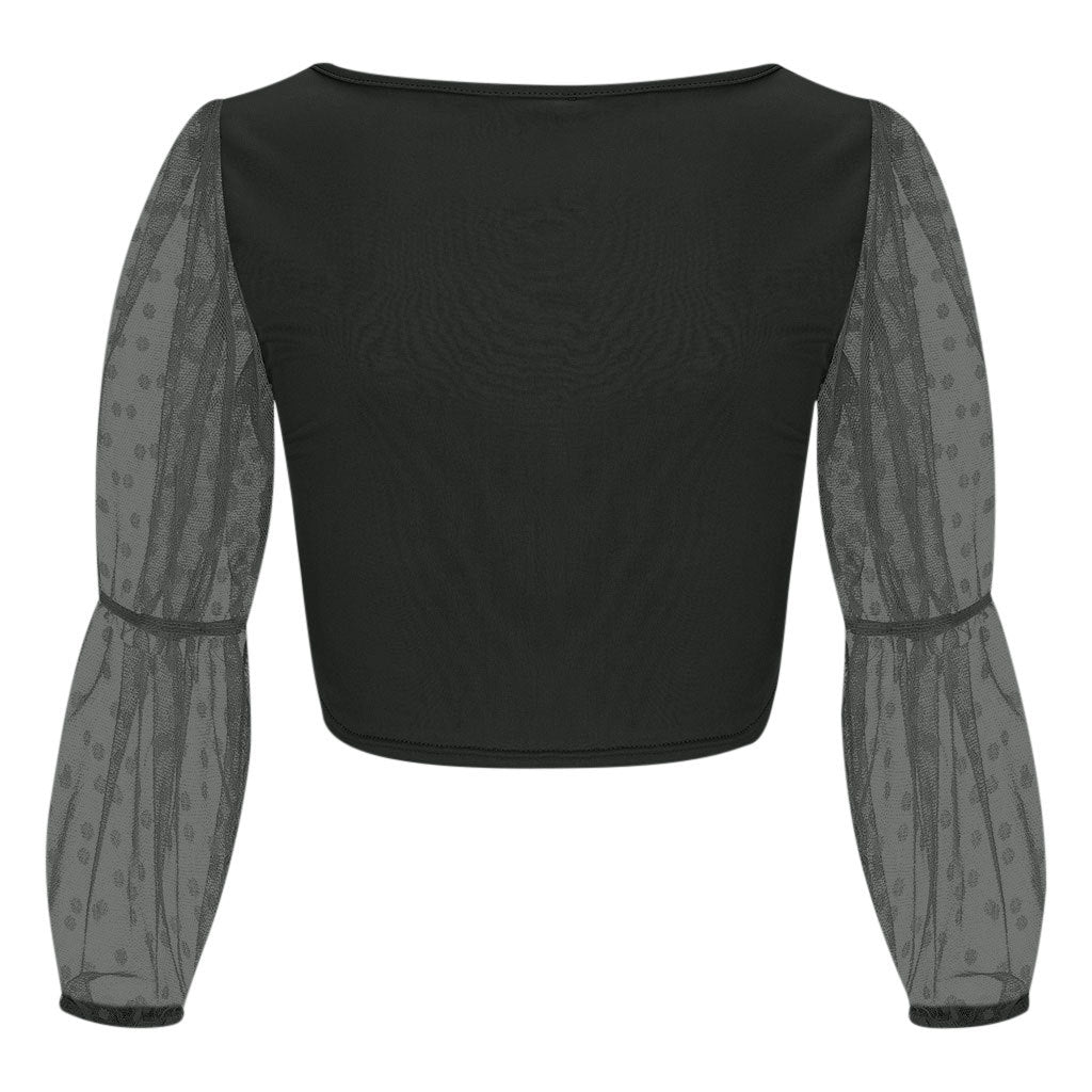 Polka Dot Sheer Long Sleeve Blouse