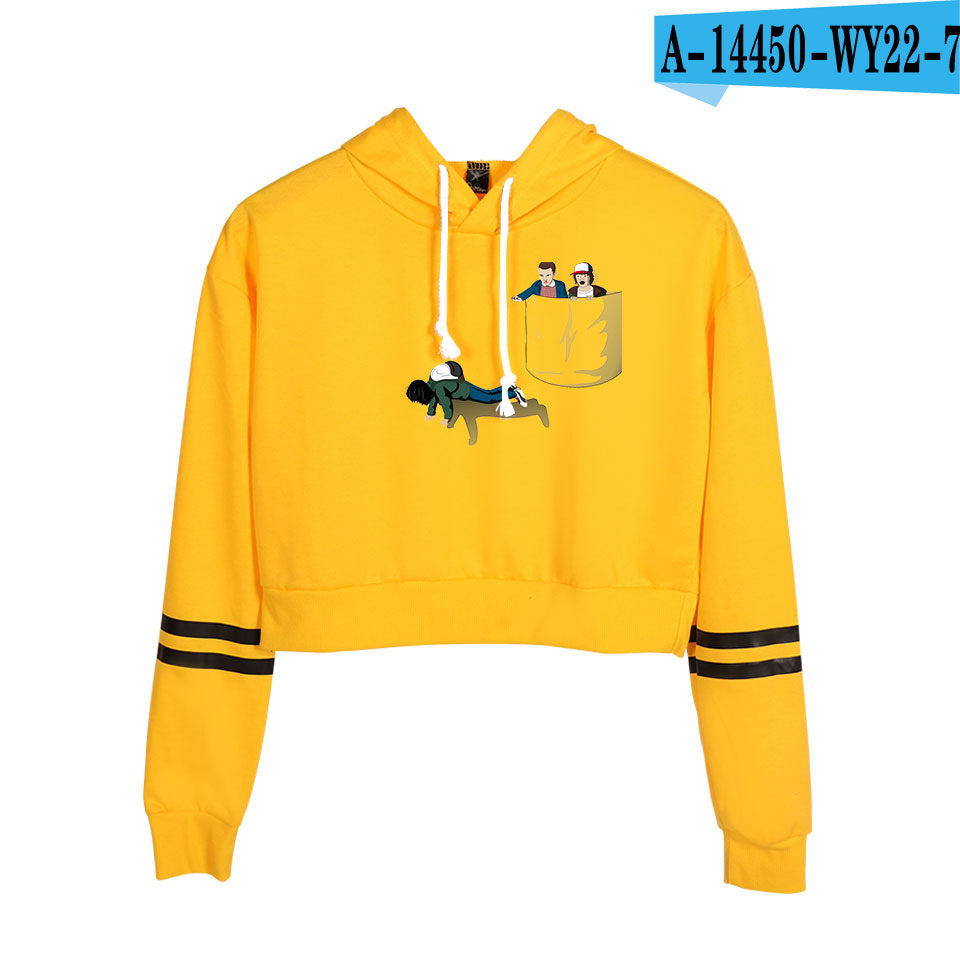 Stranger Things Cropped Hoodie for Women, Long Sleeve