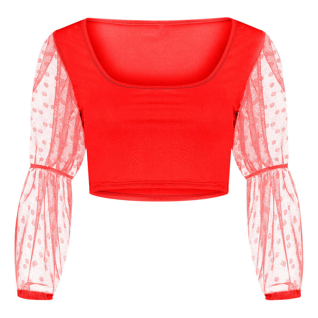 Polka Dot Sheer Long Sleeve Blouse