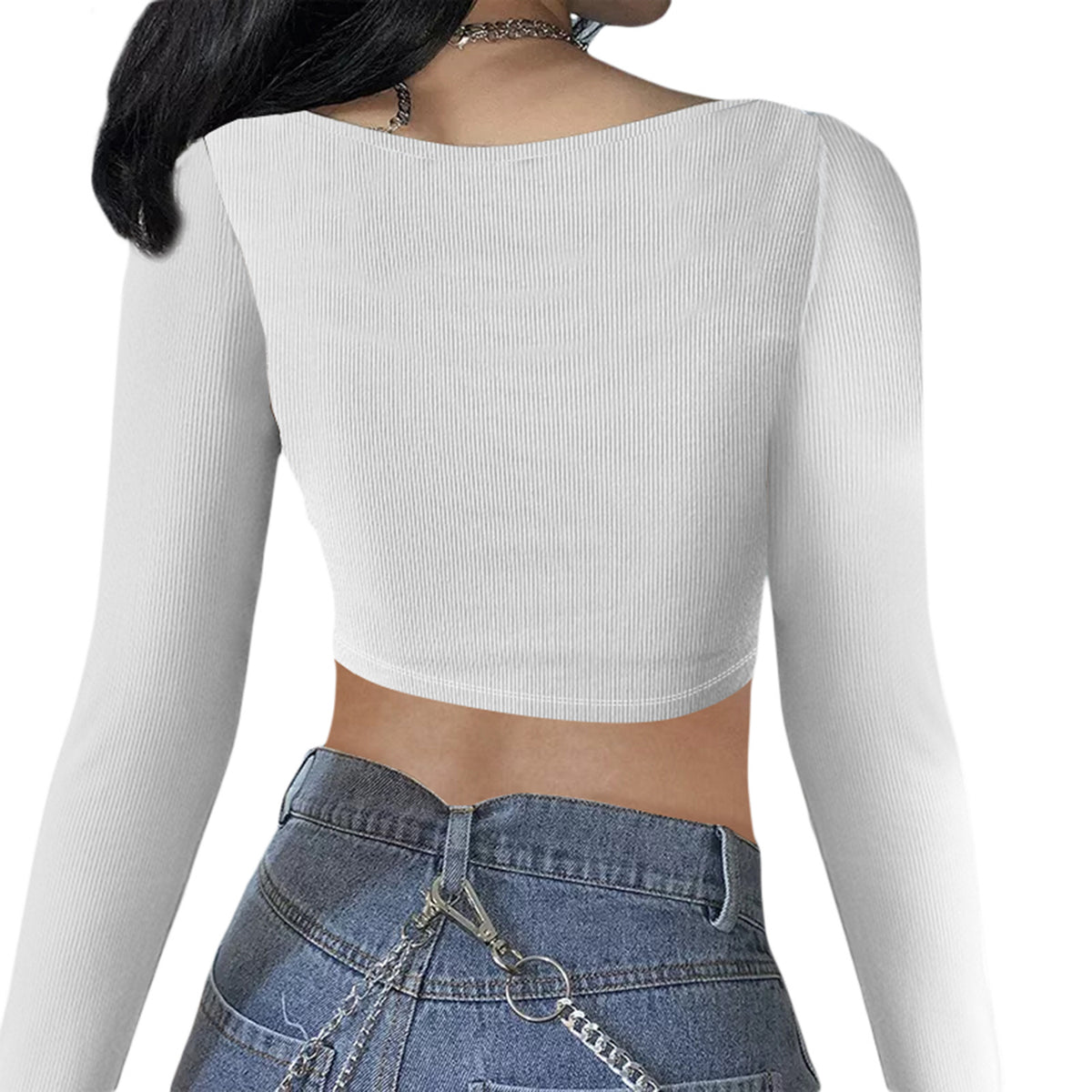 Women's Slim V-Neck Long Sleeve Top