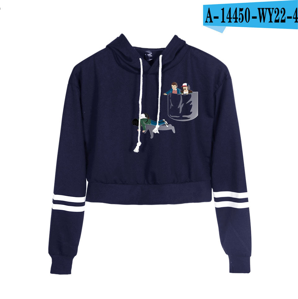 Stranger Things Cropped Hoodie for Women, Long Sleeve