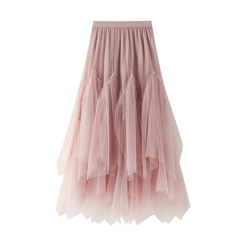 Mid-Length Women's A-Line Tulle Pleated Skirt