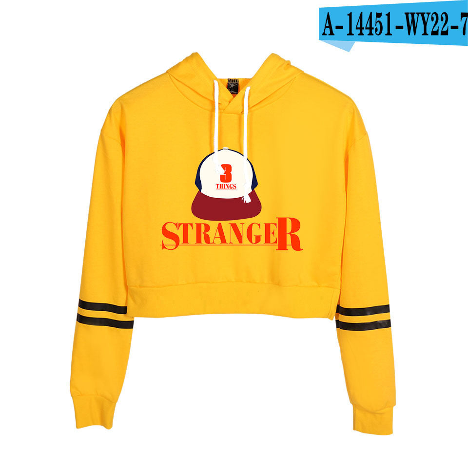 Stranger Things Cropped Hoodie for Women, Long Sleeve